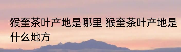 猴奎茶叶产地是哪里 猴奎茶叶产地是什么地方