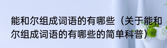 能和尔组成词语的有哪些（关于能和尔组成词语的有哪些的简单科普）