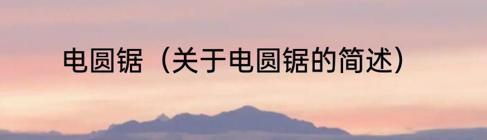 电圆锯（关于电圆锯的简述）