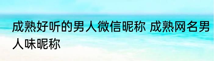 成熟好听的男人微信昵称 成熟网名男人味昵称