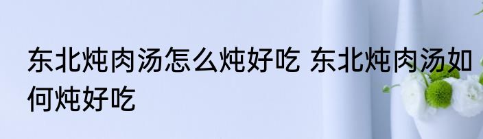 东北炖肉汤怎么炖好吃 东北炖肉汤如何炖好吃