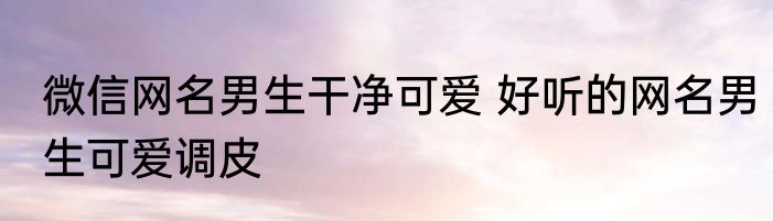 微信网名男生干净可爱 好听的网名男生可爱调皮
