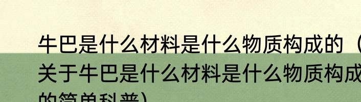 牛巴是什么材料是什么物质构成的（关于牛巴是什么材料是什么物质构成的简单科普）