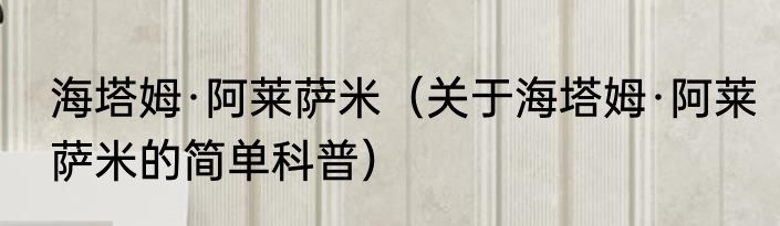 海塔姆·阿莱萨米（关于海塔姆·阿莱萨米的简单科普）