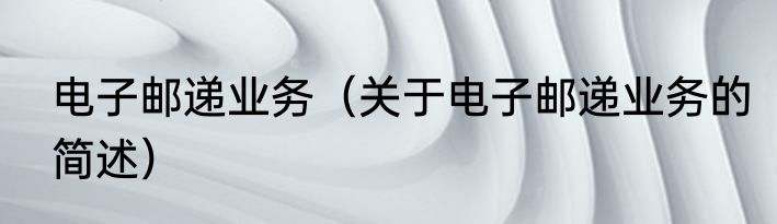 电子邮递业务（关于电子邮递业务的简述）