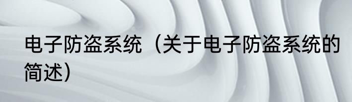 电子防盗系统（关于电子防盗系统的简述）
