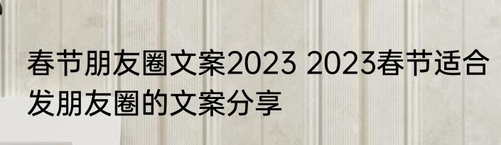 春节朋友圈文案2023 2023春节适合发朋友圈的文案分享