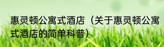 惠灵顿公寓式酒店（关于惠灵顿公寓式酒店的简单科普）