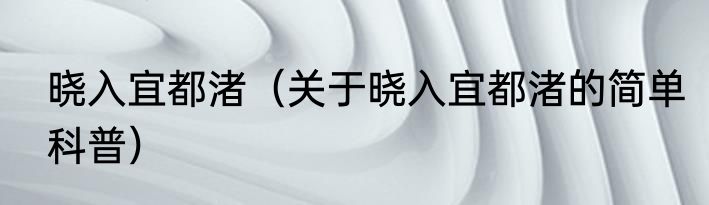 晓入宜都渚（关于晓入宜都渚的简单科普）