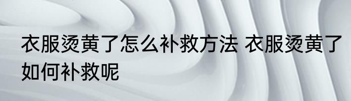 衣服烫黄了怎么补救方法 衣服烫黄了如何补救呢