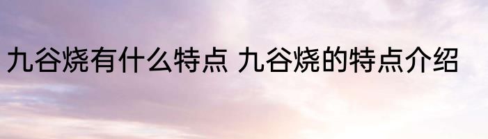 九谷烧有什么特点 九谷烧的特点介绍