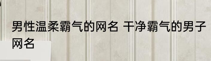 男性温柔霸气的网名 干净霸气的男子网名
