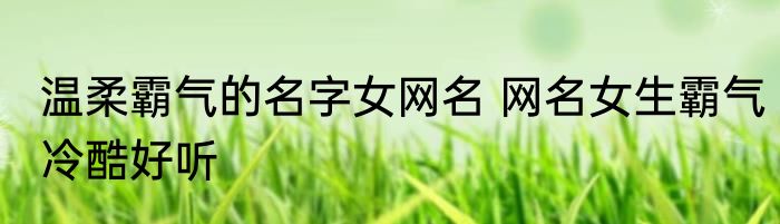 温柔霸气的名字女网名 网名女生霸气冷酷好听