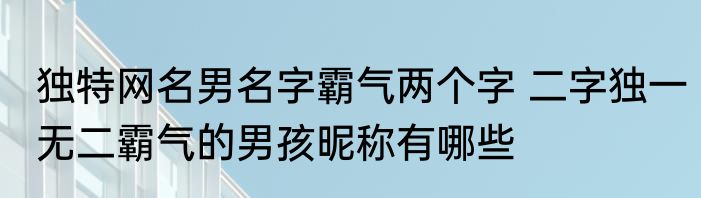 独特网名男名字霸气两个字 二字独一无二霸气的男孩昵称有哪些