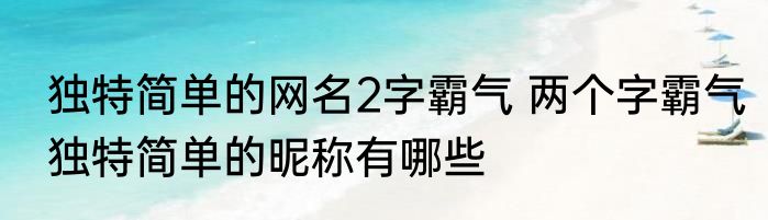 独特简单的网名2字霸气 两个字霸气独特简单的昵称有哪些