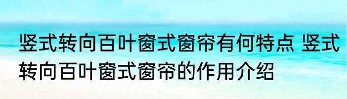 竖式转向百叶窗式窗帘有何特点 竖式转向百叶窗式窗帘的作用介绍