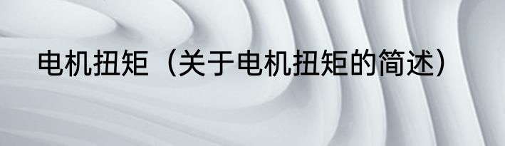 电机扭矩（关于电机扭矩的简述）
