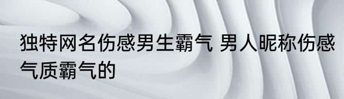 独特网名伤感男生霸气 男人昵称伤感气质霸气的