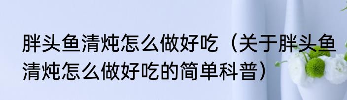 胖头鱼清炖怎么做好吃（关于胖头鱼清炖怎么做好吃的简单科普）