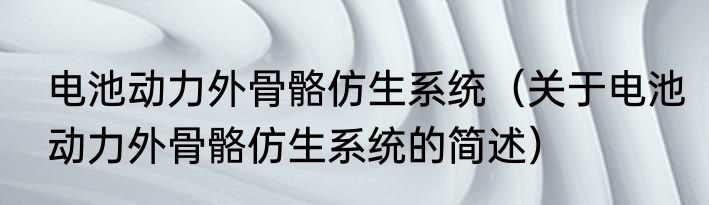 电池动力外骨骼仿生系统（关于电池动力外骨骼仿生系统的简述）