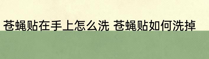 苍蝇贴在手上怎么洗 苍蝇贴如何洗掉