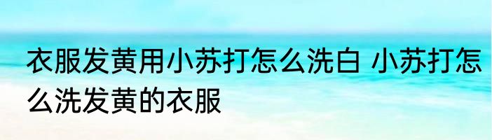 衣服发黄用小苏打怎么洗白 小苏打怎么洗发黄的衣服