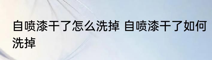 自喷漆干了怎么洗掉 自喷漆干了如何洗掉