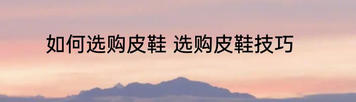 如何选购皮鞋 选购皮鞋技巧