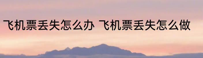 飞机票丢失怎么办 飞机票丢失怎么做