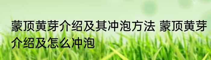 蒙顶黄芽介绍及其冲泡方法 蒙顶黄芽介绍及怎么冲泡