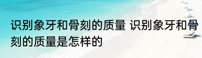 识别象牙和骨刻的质量 识别象牙和骨刻的质量是怎样的