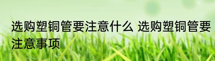 选购塑铜管要注意什么 选购塑铜管要注意事项