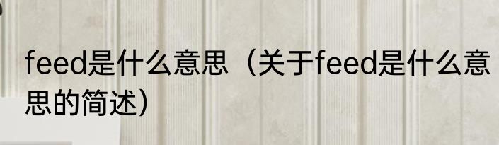 feed是什么意思（关于feed是什么意思的简述）
