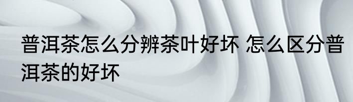 普洱茶怎么分辨茶叶好坏 怎么区分普洱茶的好坏