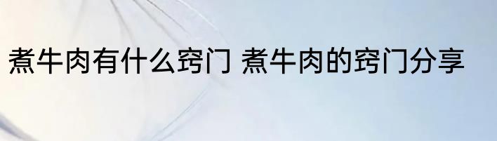 煮牛肉有什么窍门 煮牛肉的窍门分享