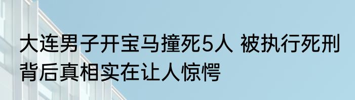 大连男子开宝马撞死5人 被执行死刑 背后真相实在让人惊愕