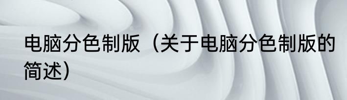电脑分色制版（关于电脑分色制版的简述）