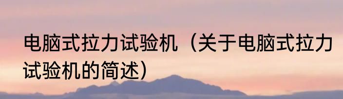 电脑式拉力试验机（关于电脑式拉力试验机的简述）