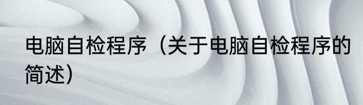 电脑自检程序（关于电脑自检程序的简述）