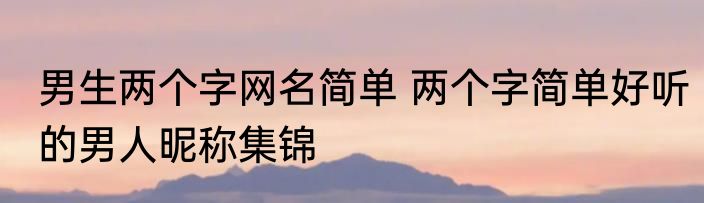 男生两个字网名简单 两个字简单好听的男人昵称集锦