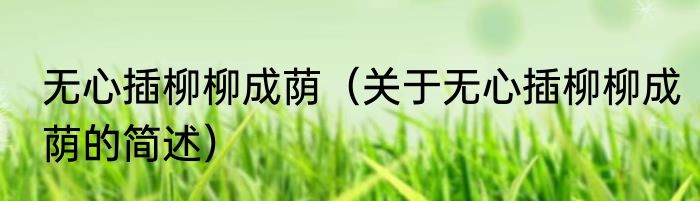 无心插柳柳成荫（关于无心插柳柳成荫的简述）