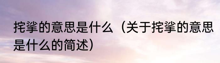 挓挲的意思是什么（关于挓挲的意思是什么的简述）