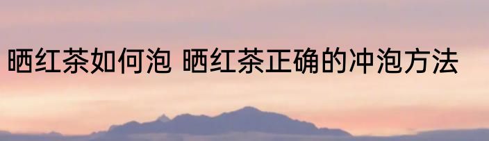 晒红茶如何泡 晒红茶正确的冲泡方法