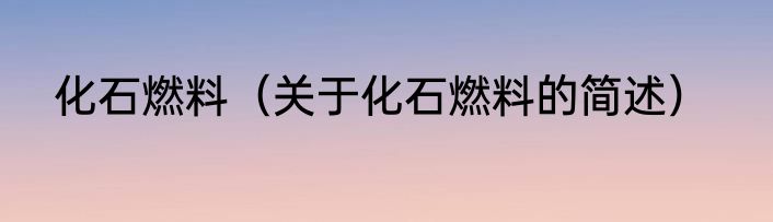 化石燃料（关于化石燃料的简述）