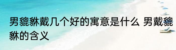 男貔貅戴几个好的寓意是什么 男戴貔貅的含义