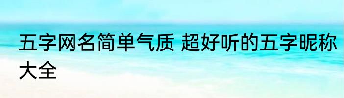 五字网名简单气质 超好听的五字昵称大全