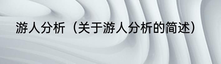游人分析（关于游人分析的简述）