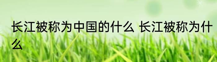 长江被称为中国的什么 长江被称为什么