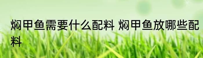 焖甲鱼需要什么配料 焖甲鱼放哪些配料