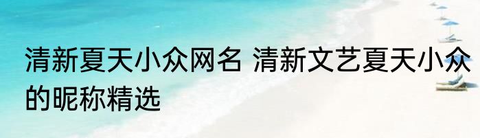 清新夏天小众网名 清新文艺夏天小众的昵称精选